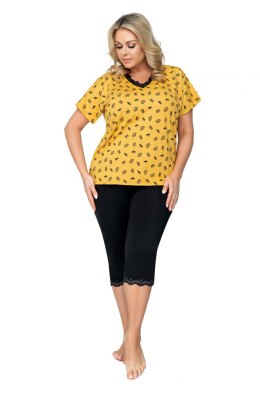 Piżama Queen 3/4 Plus Size Musztardowy 46