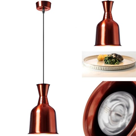 Lampa grzewcza do potraw na podczerwień IR wisząca mosiądz śr. 19 cm 250 W Royal Catering