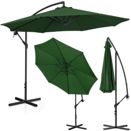 Parasol ogrodowy na wysięgniku okrągły uchylny śr. 300 cm zielony UNIPRODO