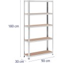 Regał magazynowy metalowy 5 półek 875 kg 90 x 30 x 180 cm szary 2 szt. MSW