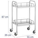 Wózek laboratoryjny zabiegowy STAL 2 półki 2 uchwyty 55 x 39 x 87 cm Steinberg Systems