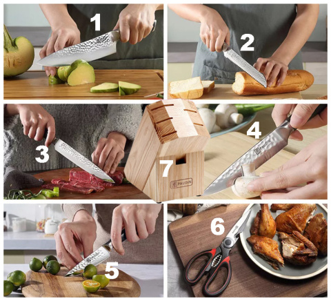 Komplet noży kuchennych Santoku w bloku 6 sztuk Komplet noży kuchennych Santoku w bloku 6 sztuk