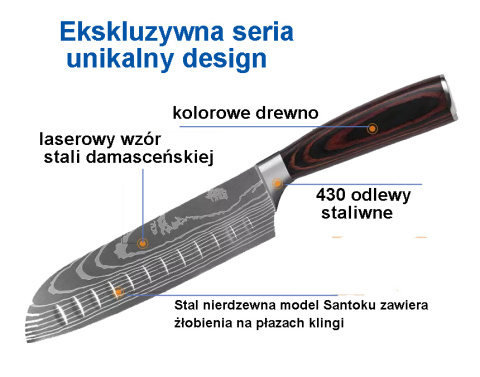 Uniwersalny nóż Santoku do mięsa, ryb i warzyw Uniwersalny nóż Santoku do mięsa, ryb i warzyw
