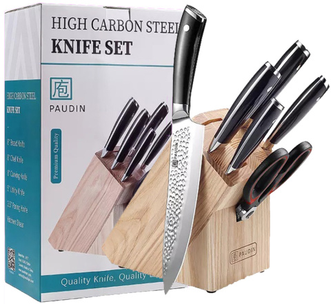 Komplet noży kuchennych Santoku w bloku 6 sztuk Komplet noży kuchennych Santoku w bloku 6 sztuk