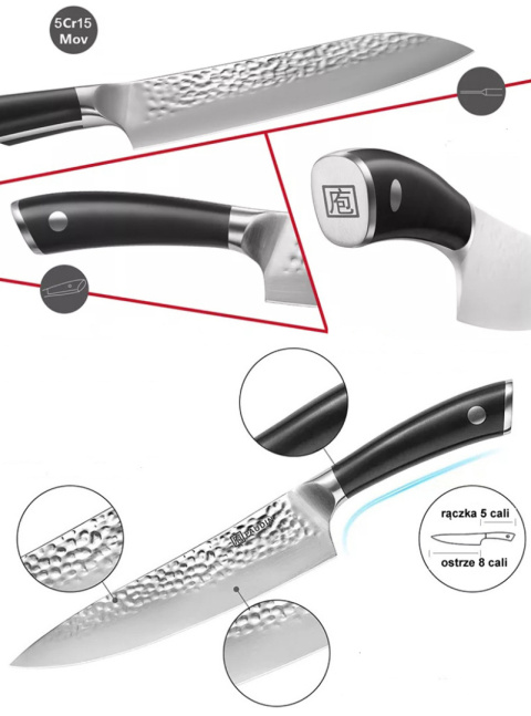 Komplet noży kuchennych Santoku w bloku 6 sztuk Komplet noży kuchennych Santoku w bloku 6 sztuk