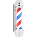 Słupek szyld fryzjerski barberski barber pole obrotowy podświetlany 38 cm - srebrny Physa