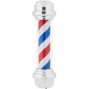 Słupek szyld fryzjerski barberski barber pole obrotowy podświetlany 38 cm - srebrny Physa