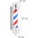 Słupek szyld fryzjerski barberski barber pole obrotowy podświetlany 38 cm - srebrny Physa