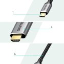 Przejściówka HUB USB Typ C - HDMI 2.0 + kabel HDMI 2m szary CHOETECH