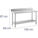 Stół roboczy gastronomiczny z rantem i półką STAL 150 x 60 cm Royal Catering