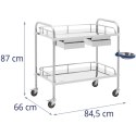 Wózek laboratoryjny zabiegowy kosmetyczny ze stali 2 szuflady 2 półki 85 x 54 x 28 cm Steinberg Systems