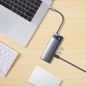 Metal Gleam Series stacja dokująca HUB 6w1 USB-C HDMI 3xUSB 3.2 Power Delivery VGA szary BASEUS