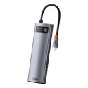 Wielofunkcyjny HUB 8w1 USB USB-C PD 100W HDMI czytnik kart SD i microSD 3x USB 3.2 RJ45 Szary BASEUS