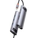 Wielofunkcyjny HUB 8w1 USB USB-C PD 100W HDMI czytnik kart SD i microSD 3x USB 3.2 RJ45 Szary BASEUS