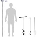 Wiertnica świder ręczny do ziemi 3 wiertła śr. 80 mm 100 mm 150 mm gł. do 100 cm Hillvert