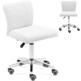 Krzesło kosmetyczne obrotowe z oparciem na kółkach 45-59 cm CULLY - białe Physa