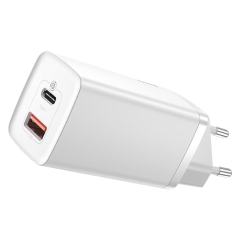 Szybka ładowarka sieciowa GaN2 Pro USB USB-C QC PD 65W biały BASEUS