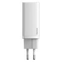 Szybka ładowarka sieciowa GaN2 Pro USB USB-C QC PD 65W biały BASEUS