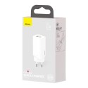 Szybka ładowarka sieciowa GaN2 Pro USB USB-C QC PD 65W biały BASEUS