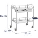 Wózek laboratoryjny zabiegowy kosmetyczny ze stali 2 półki 2 szuflady 65 x 60 x 86 cm 20 kg Steinberg Systems