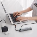 Wielofunkcyjny HUB replikator portów USB-C Metal Gleam 11w1 szary BASEUS