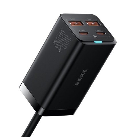 Szybka uniwersalna ładowarka sieciowa GaN 2x USB-C 2x USB 100W QC 4.0+ AFC czarny BASEUS