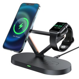 3w1 Ładowarka bezprzewodowa Qi 15W i stojak do iPhone Apple Watch i AirPods czarny ACEFAST