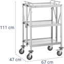 Wózek składany kelnerski cateringowy stal nierdzewna 3 półki do 90kg Royal Catering