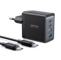 Ładowarka sieciowa GaN 67W 2x USB 2x USB-C + kabel USB-C 1.2m czarny JOYROOM