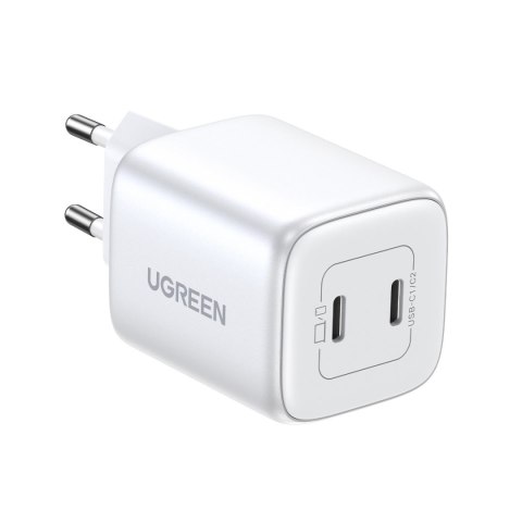 Szybka ładowarka sieciowa GaN 2x USB-C 45W QC PD biała UGREEN