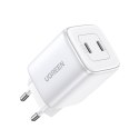 Szybka ładowarka sieciowa GaN 2x USB-C 45W QC PD biała UGREEN