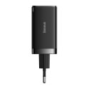 Szybka ładowarka sieciowa GaN 2x USB-C USB 65W + kabel USB-C czarna BASEUS