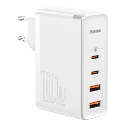 Szybka ładowarka sieciowa GaN2 Pro USB USB-C QC PD 100W biały BASEUS