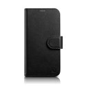 2w1 etui skórzany pokrowiec z klapką iPhone 14 Anti-RFID Wallet Case czarny ICARER