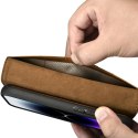 2w1 etui skórzany pokrowiec z klapką iPhone 14 Pro Max Anti-RFID Oil Wax Wallet Case jasno-brązowy ICARER