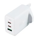 Ładowarka sieciowa wtyczka angielska UK GaN 65W 1x USB 2x USB-C PD biała ACEFAST