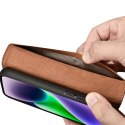 2w1 etui skórzany pokrowiec z klapką iPhone 14 Anti-RFID Wallet Case brązowy ICARER