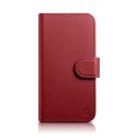 2w1 etui skórzany pokrowiec z klapką iPhone 14 Anti-RFID Wallet Case czerwony ICARER