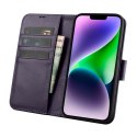 2w1 etui skórzany pokrowiec z klapką iPhone 14 Plus Anti-RFID Wallet Case ciemnofioletowy ICARER