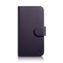 2w1 etui skórzany pokrowiec z klapką iPhone 14 Plus Anti-RFID Wallet Case ciemnofioletowy ICARER