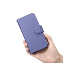 2w1 etui skórzany pokrowiec z klapką iPhone 14 Plus Anti-RFID Wallet Case jasnofioletowy ICARER