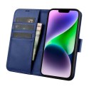 2w1 etui skórzany pokrowiec z klapką iPhone 14 Plus Anti-RFID Wallet Case niebieski ICARER