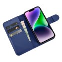 2w1 etui skórzany pokrowiec z klapką iPhone 14 Plus Anti-RFID Wallet Case niebieski ICARER