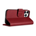 2w1 etui skórzany pokrowiec z klapką iPhone 14 Pro Anti-RFID Wallet Case czerwony ICARER