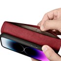 2w1 etui skórzany pokrowiec z klapką iPhone 14 Pro Anti-RFID Wallet Case czerwony ICARER