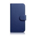 2w1 etui skórzany pokrowiec z klapką iPhone 14 Pro Anti-RFID Wallet Case niebieski ICARER