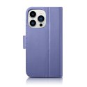 2w1 etui skórzany pokrowiec z klapką iPhone 14 Pro Max Anti-RFID Wallet Case jasnofioletowy ICARER