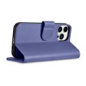 2w1 etui skórzany pokrowiec z klapką iPhone 14 Pro Max Anti-RFID Wallet Case jasnofioletowy ICARER