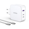 Ładowarka sieciowa GaN Nexode USB-A 2x USB-C 140W + kabel USB-C 1.5m biała UGREEN