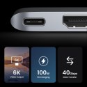 Rozdzielacz portów HUB MacBook Air Pro 2x USB-C HDMI 2x USB 3.0 SD TF PD szary UGREEN